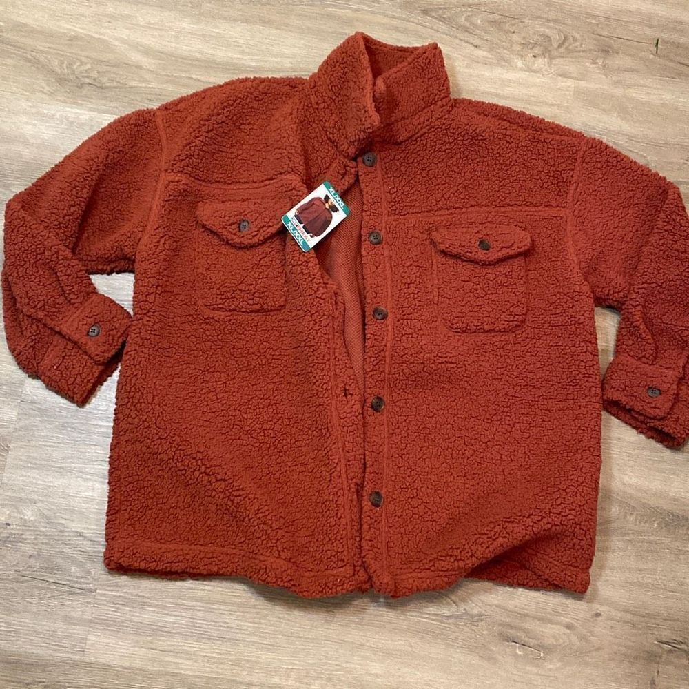 32 DEGREES HEAT SHERPA SHIRT JACKET, SPICED APPLE XL/XXL NWT